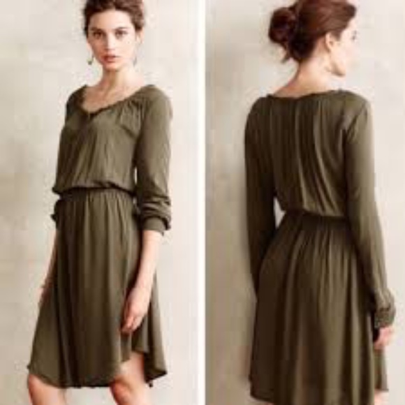 Anthropologie Holding Horses Ruffle Dress size 6 moss green - Picture 6 of 7